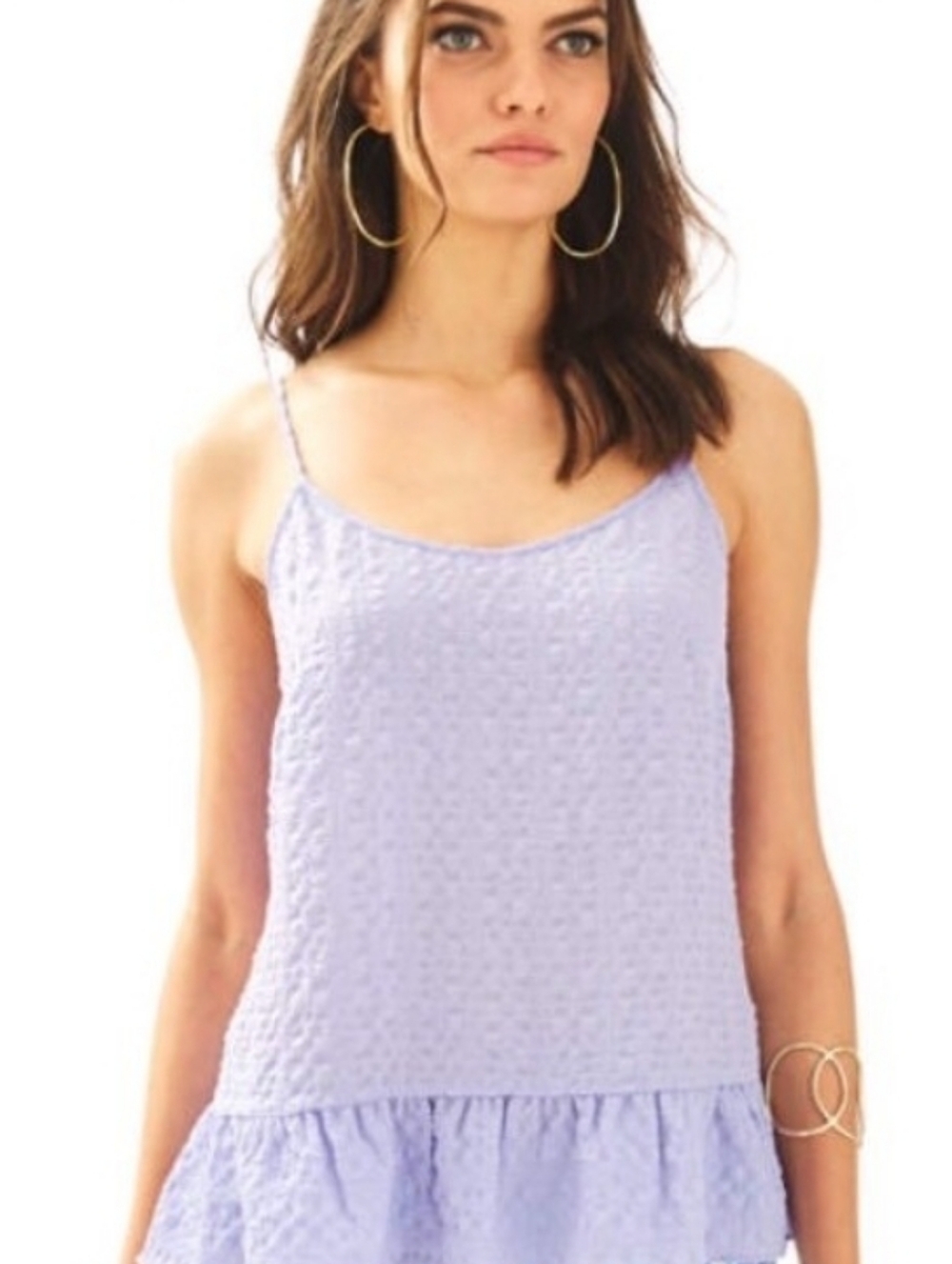 Lilly Pulitzer Coral Top Lilly's Lilac XL  Lavender Ruffle-Trim Cami
